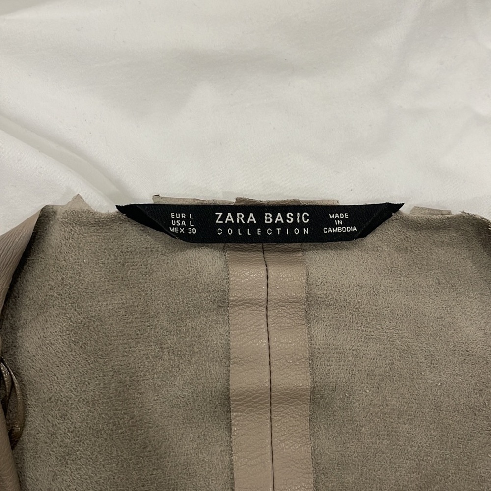 Zara Faux Leather Waterfall Open Front Jacket - Picture 6 of 7
